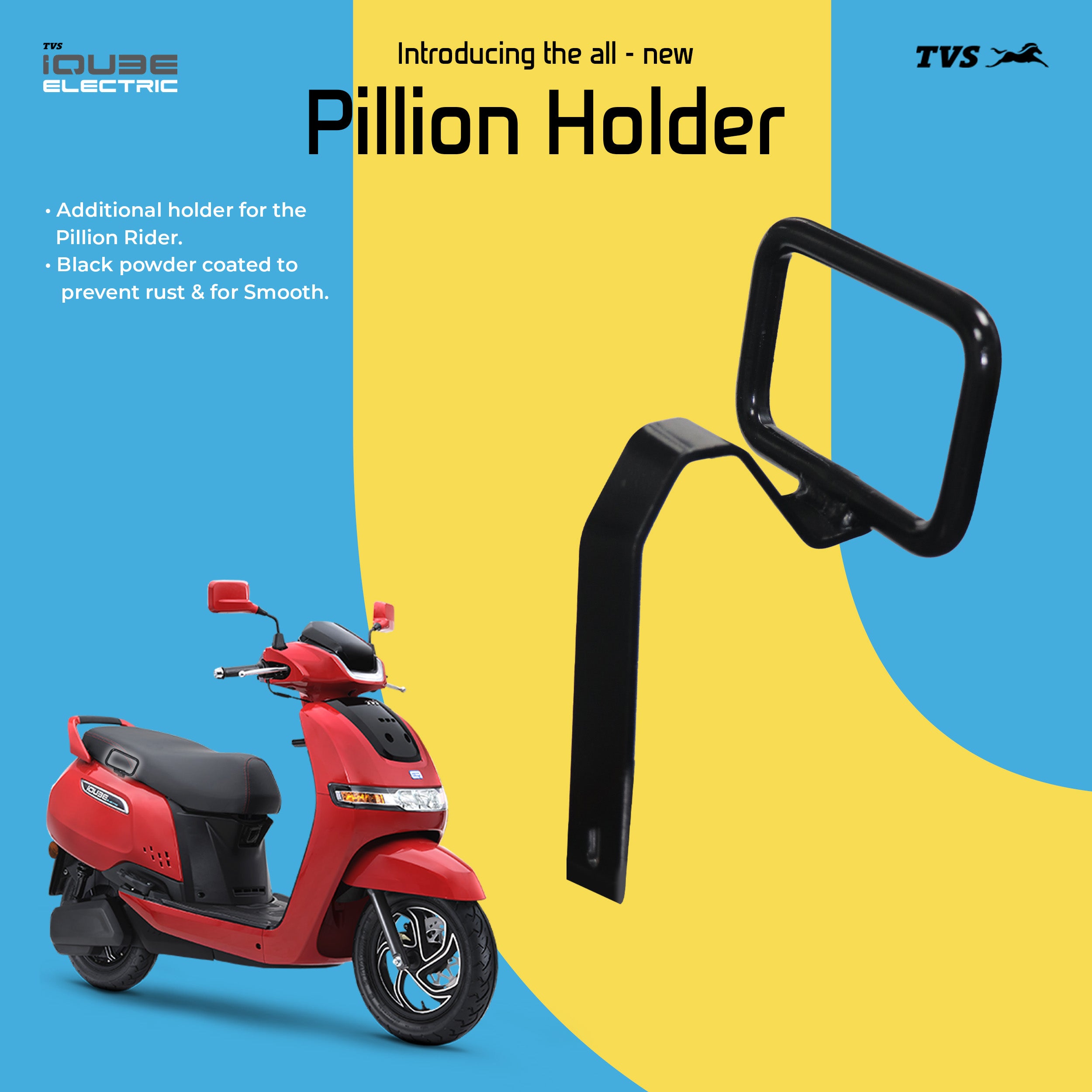 TVS Pillion Holder for iQube | Secure and Convenient Holder for Accessories